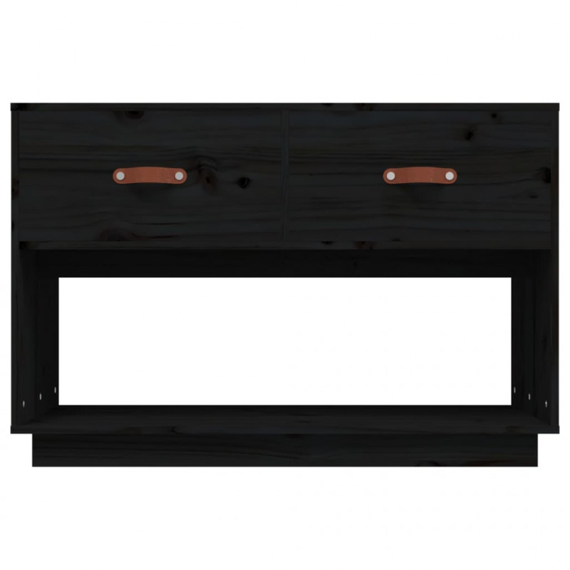 Szafka pod TV, czarna, 90x40x60 cm, lite drewno sosnowe