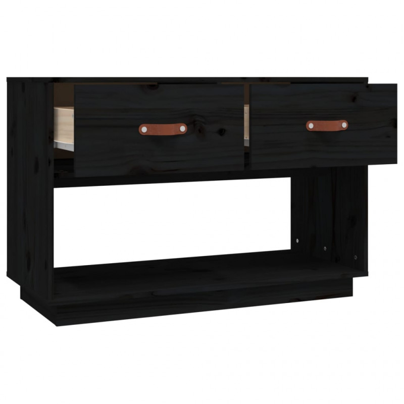 Szafka pod TV, czarna, 90x40x60 cm, lite drewno sosnowe