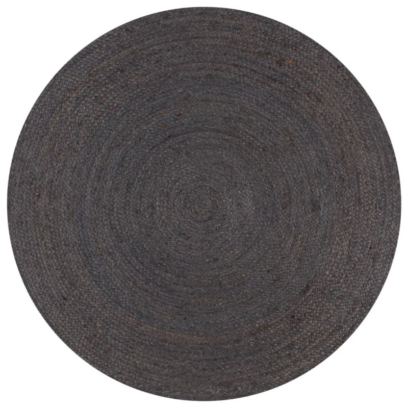 Ręcznie wykonany dywan z juty, okrągły, 150 cm, ciemnoszary