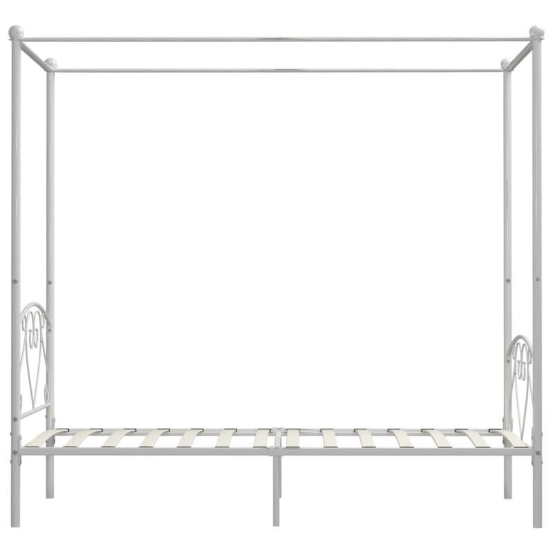 Rama łóżka z baldachimem, biała, metalowa, 120 x 200 cm