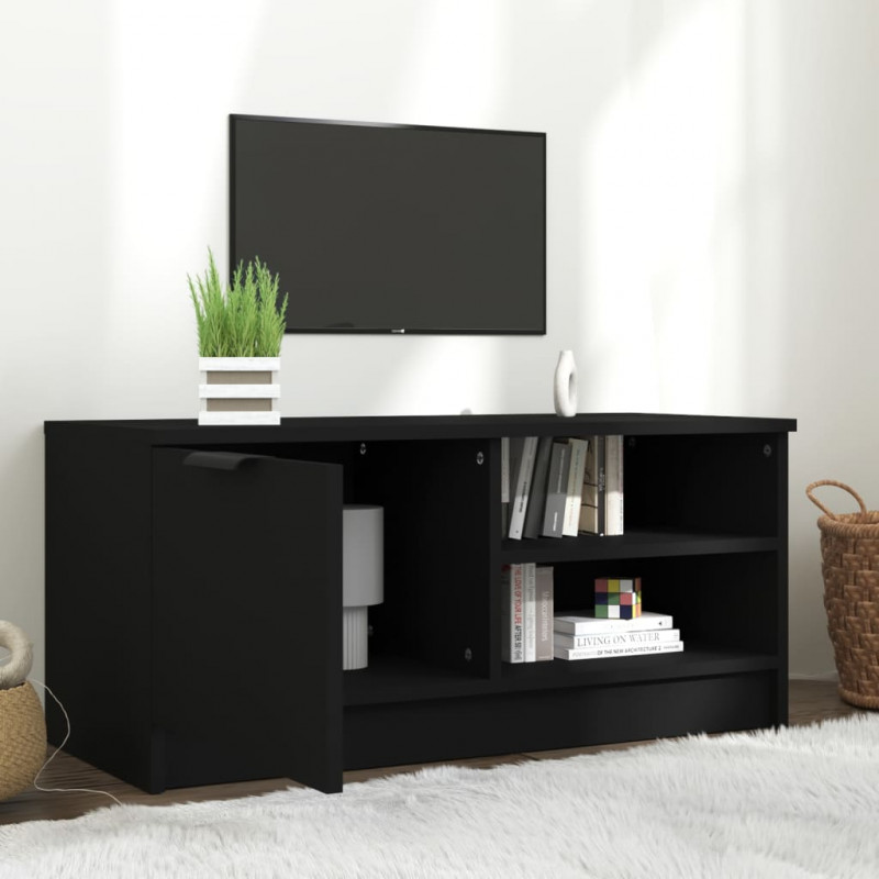 Szafka pod TV, czarna, 80x35x36,5 cm, materiał drewnopochodny