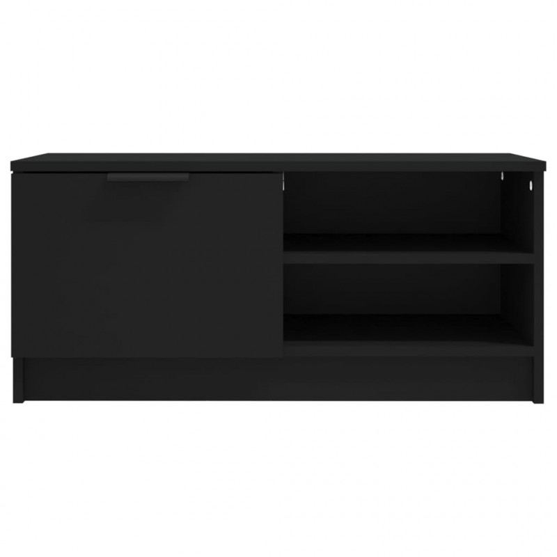 Szafka pod TV, czarna, 80x35x36,5 cm, materiał drewnopochodny