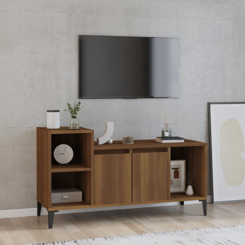 Szafka pod telewizor, brązowy dąb, 100x35x55 cm