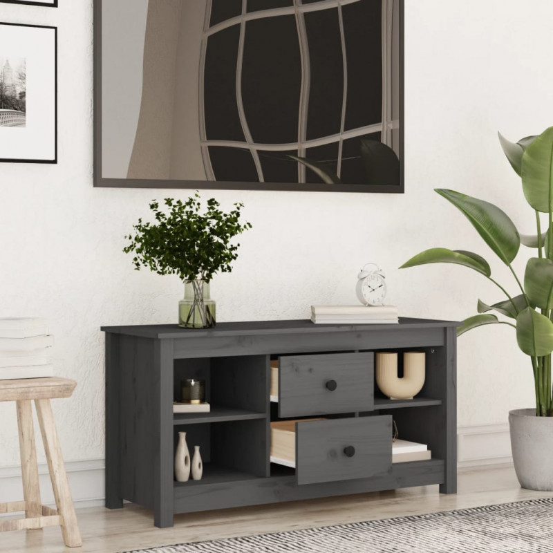 Szafka pod telewizor, szara, 103x36,5x52 cm, drewno sosnowe