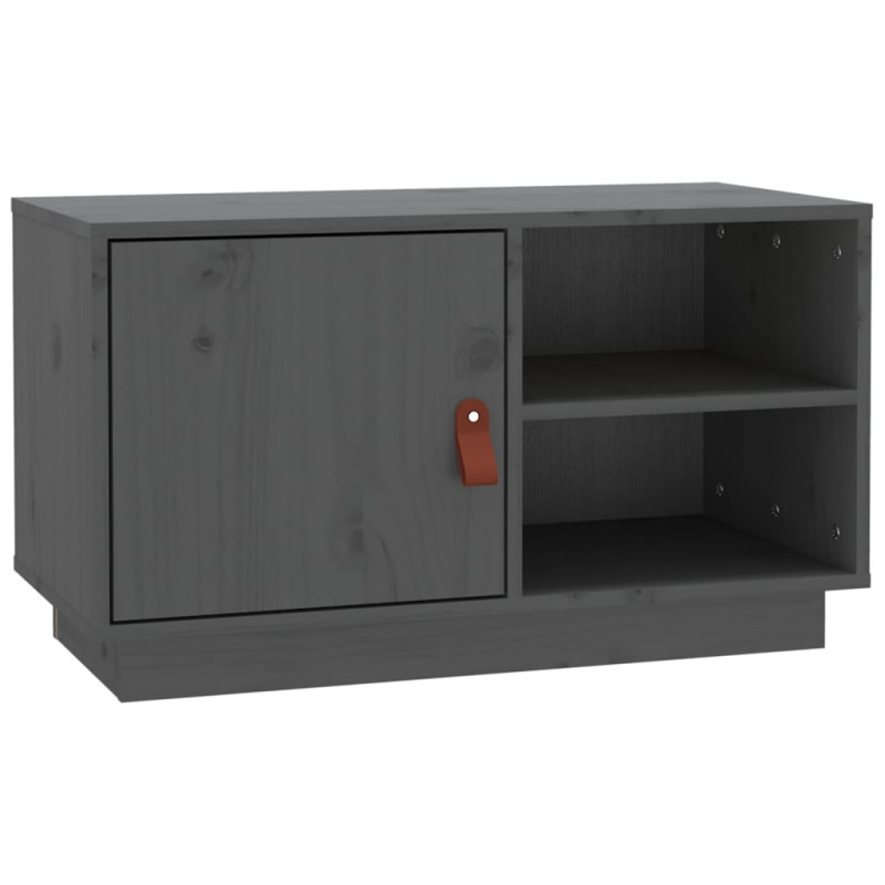 Szafka pod TV, szara, 70x34x40 cm, lite drewno sosnowe