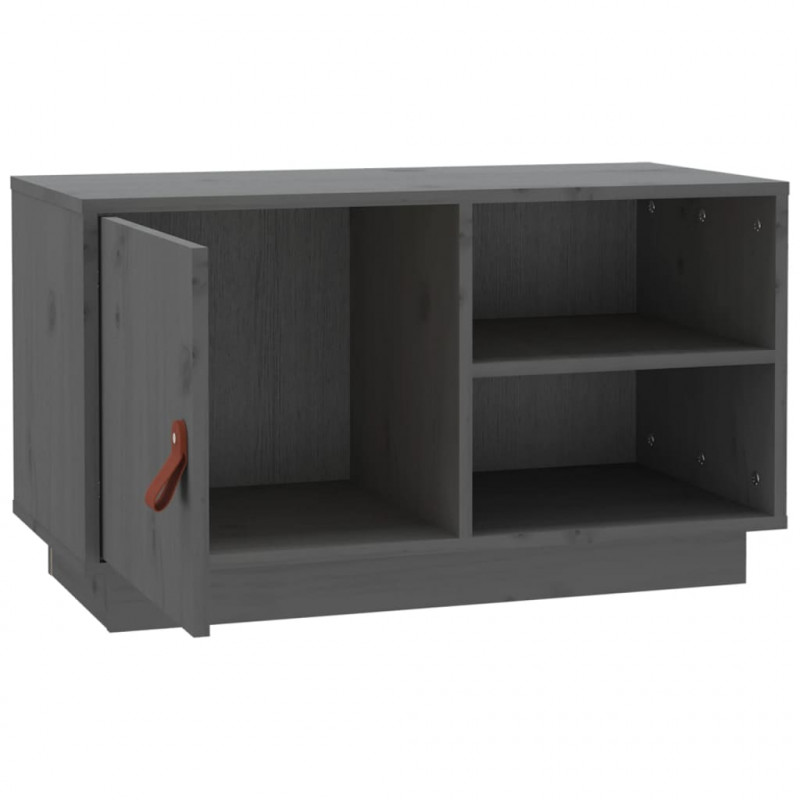 Szafka pod TV, szara, 70x34x40 cm, lite drewno sosnowe