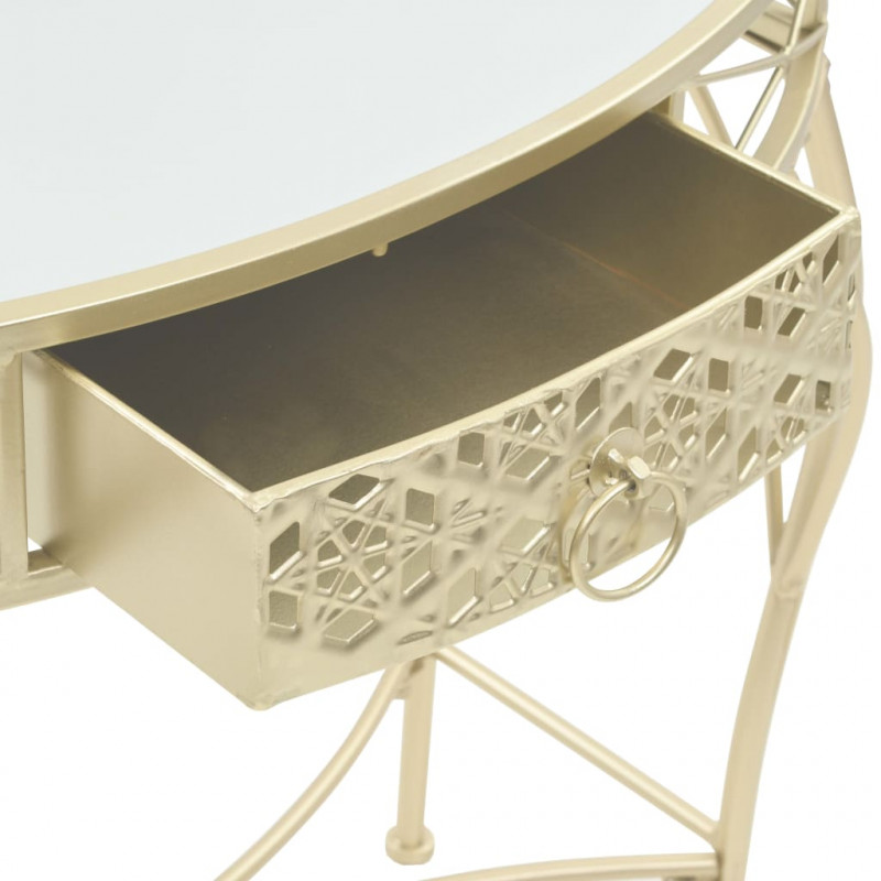 Stolik boczny w stylu francuskim, metalowy, 82x39x76 cm, złoty