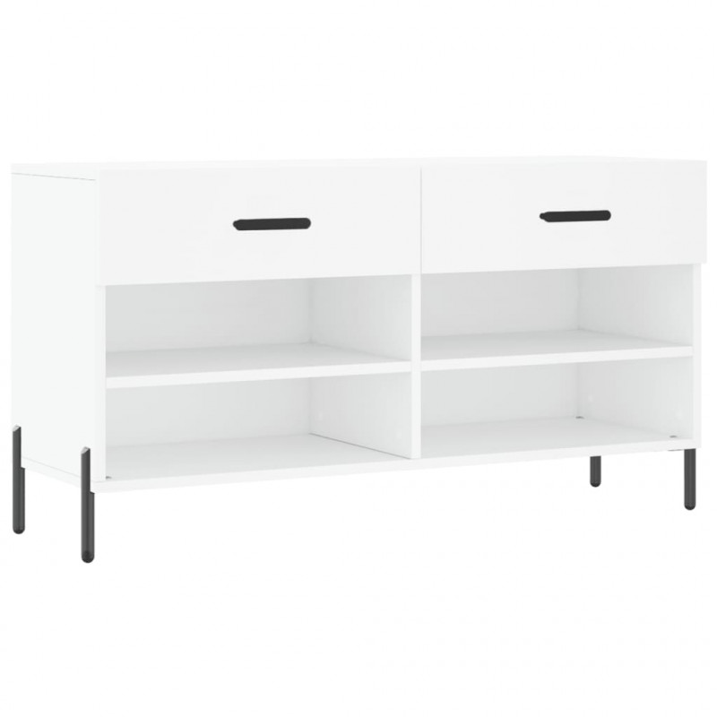 Ławka z miejscem na buty, biała, 102x35x55 cm