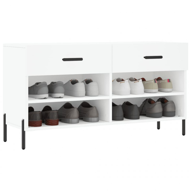 Ławka z miejscem na buty, biała, 102x35x55 cm