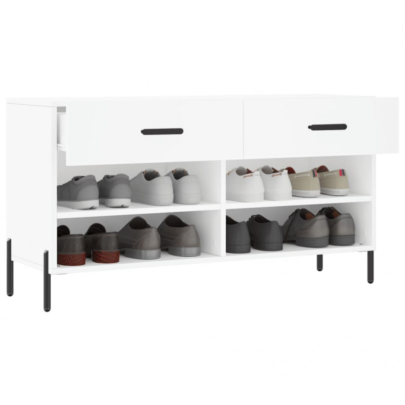 Ławka z miejscem na buty, biała, 102x35x55 cm