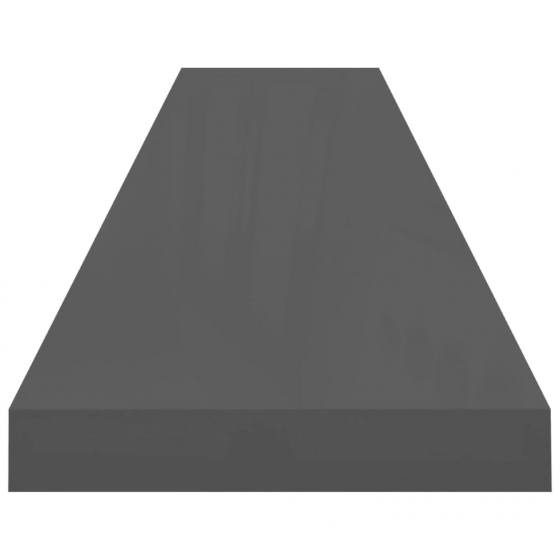 Półki ścienne, 2 szt., wysoki połysk, szare, 120x23,5x3,8 cm