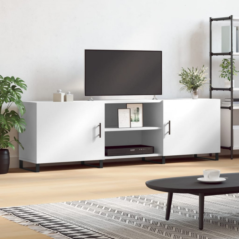 Szafka pod TV, biała, 150x30x50 cm, materiał drewnopochodny