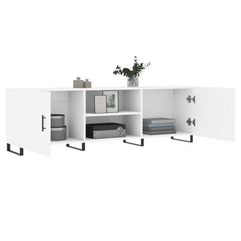 Szafka pod TV, biała, 150x30x50 cm, materiał drewnopochodny