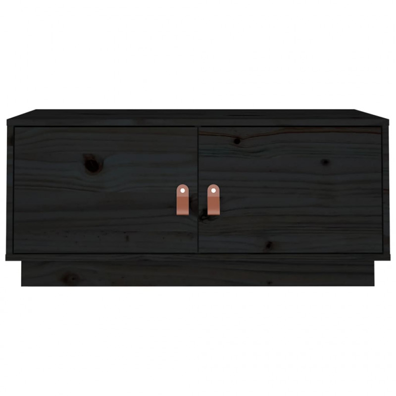 Stolik kawowy, czarny, 80x50x35 cm, lite drewno sosnowe