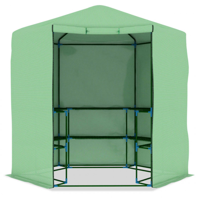 Szklarnia z półkami, stal, 227x223 cm