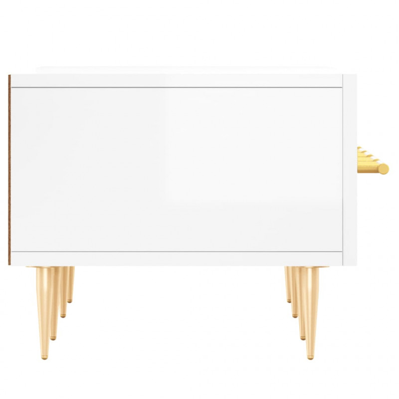 Szafka pod TV, wysoki połysk, biała, 150x36x30 cm