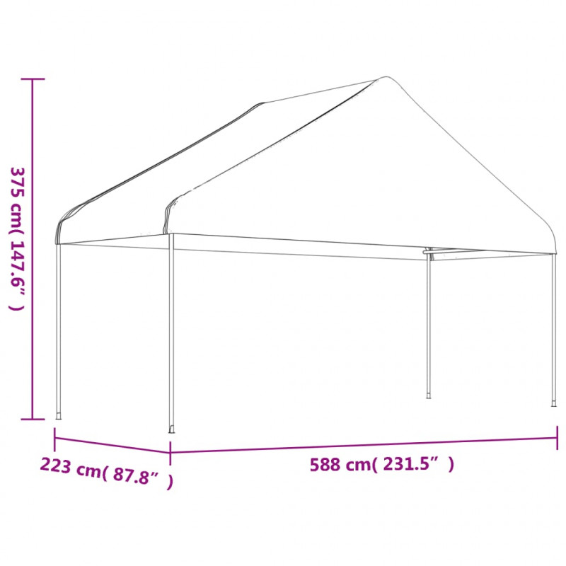 Namiot ogrodowy z dachem, biały, 5,88x2,23x3,75 m, polietylen