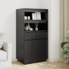 Kredens, czarny, 60x40x116,5 cm, lite drewno sosnowe