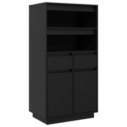Kredens, czarny, 60x40x116,5 cm, lite drewno sosnowe