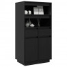Kredens, czarny, 60x40x116,5 cm, lite drewno sosnowe