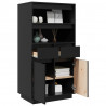 Kredens, czarny, 60x40x116,5 cm, lite drewno sosnowe