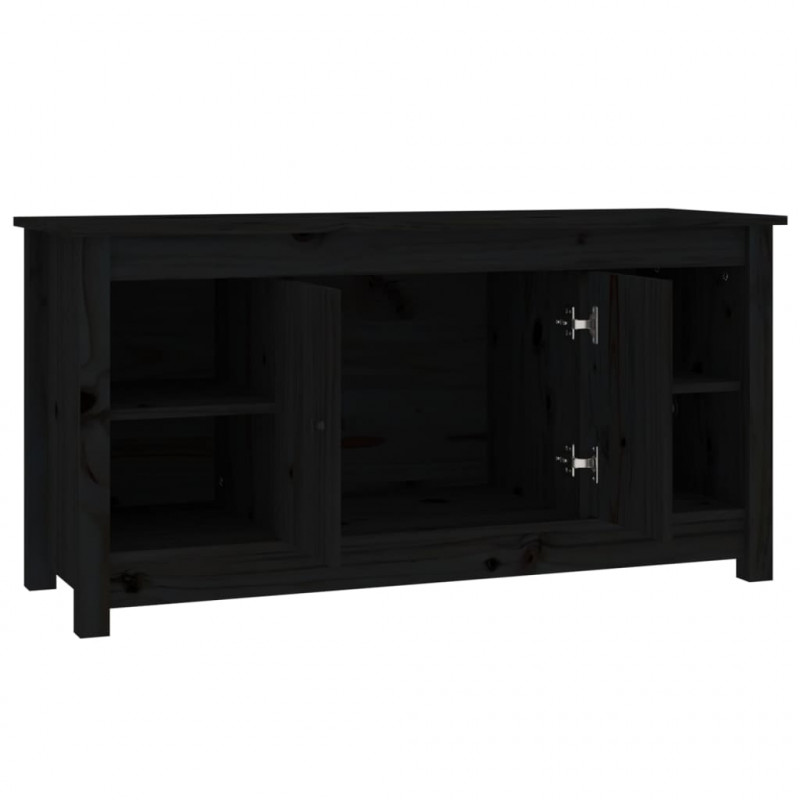 Szafka pod telewizor, czarna, 103x36,5x52 cm, drewno sosnowe