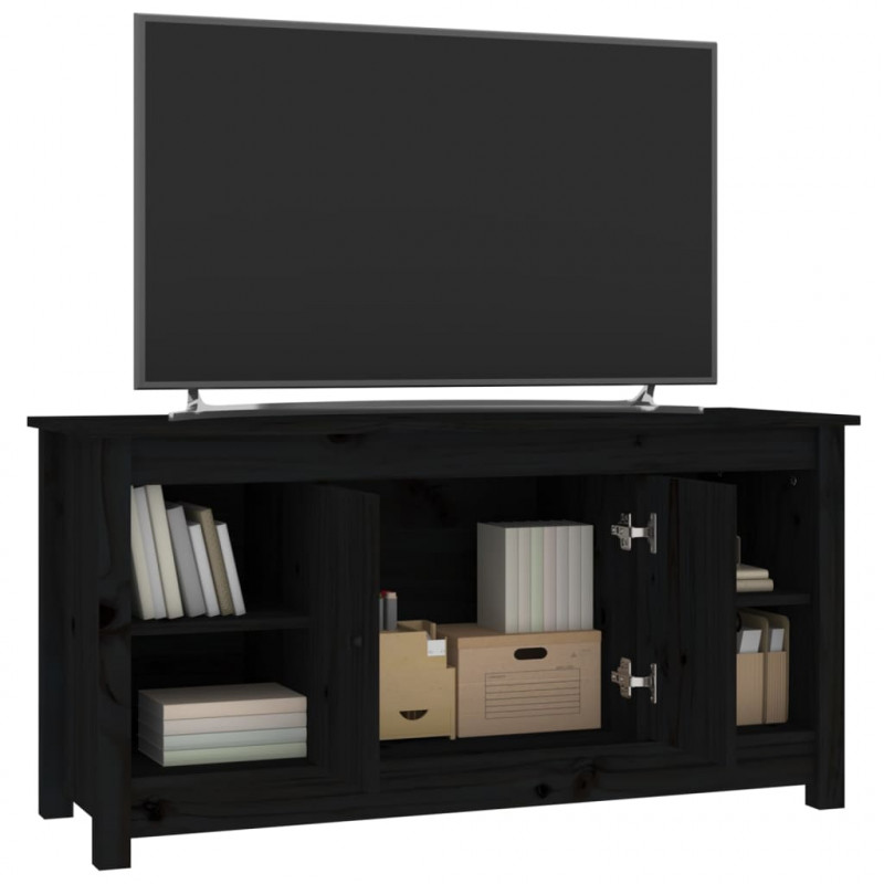 Szafka pod telewizor, czarna, 103x36,5x52 cm, drewno sosnowe
