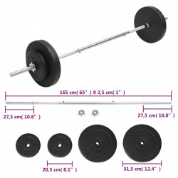 Sztanga z zestawem obciążeń, 30 kg