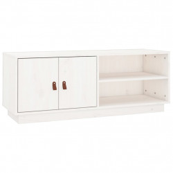 Szafka pod TV, biała, 105x34x40 cm, lite drewno sosnowe