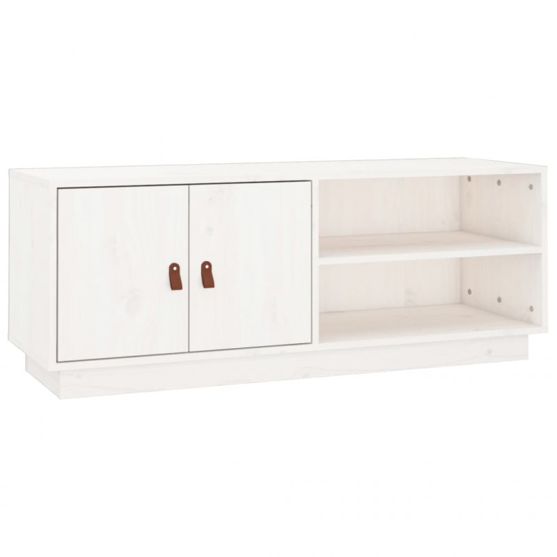 Szafka pod TV, biała, 105x34x40 cm, lite drewno sosnowe