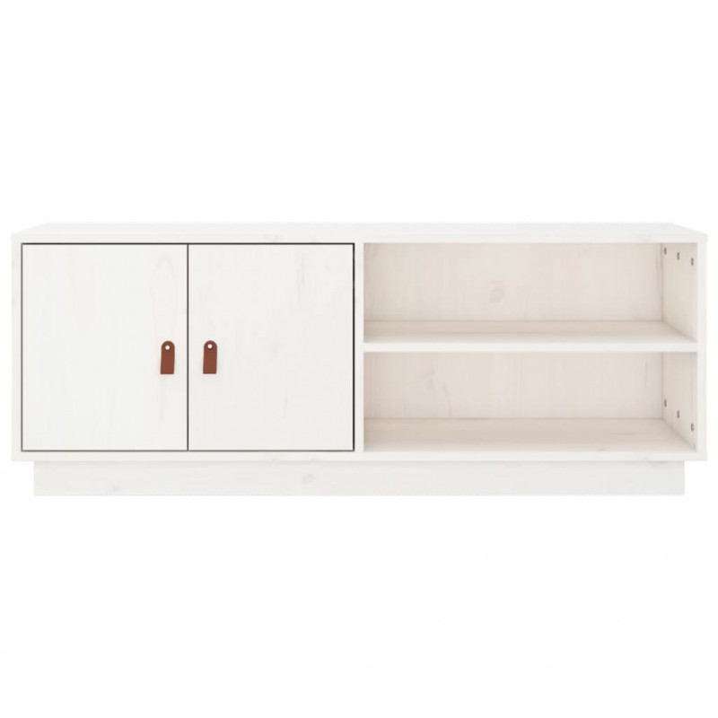 Szafka pod TV, biała, 105x34x40 cm, lite drewno sosnowe