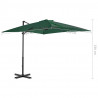 Parasol wiszący z aluminiowym słupkiem, 250x250 cm, zielony