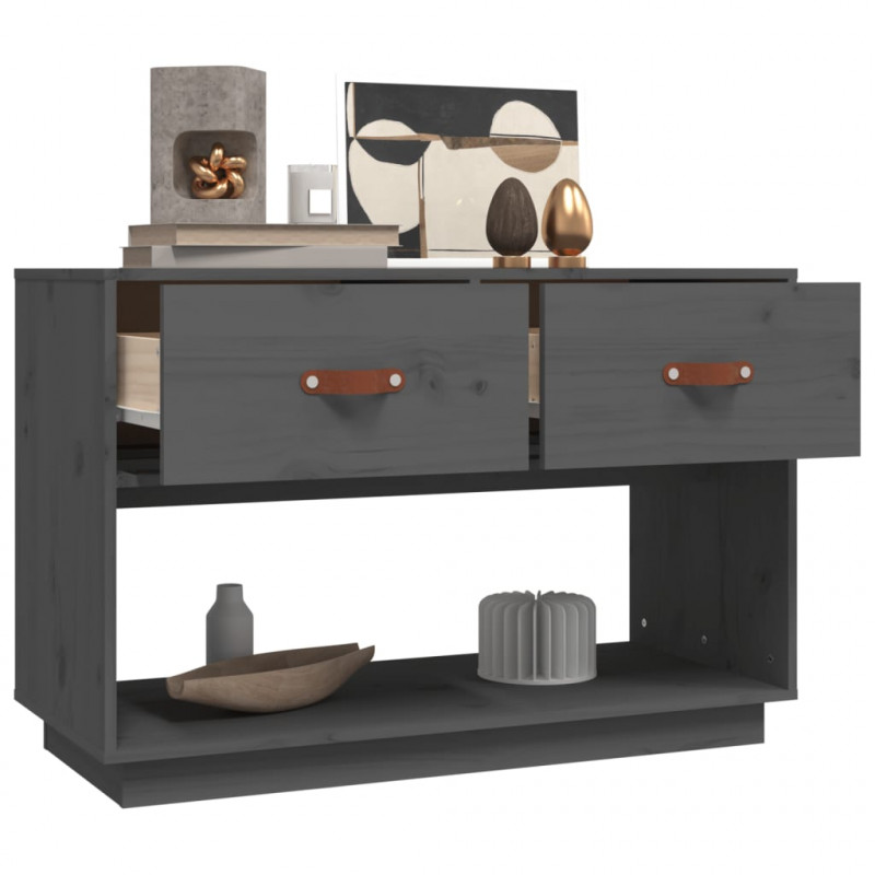 Szafka pod telewizor, szara, 90x40x60 cm, lite drewno sosnowe