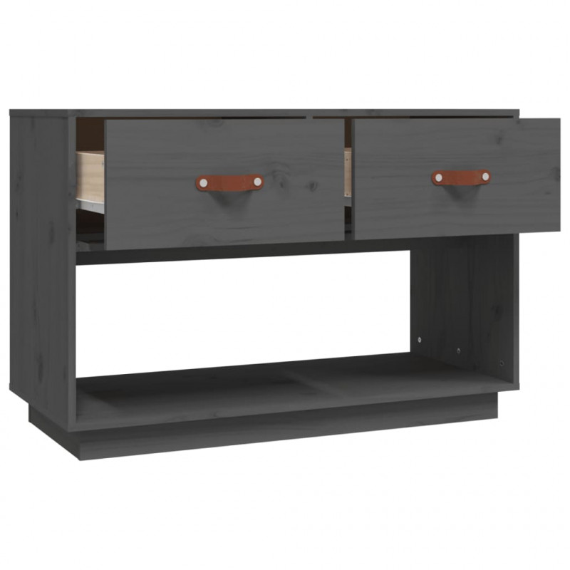 Szafka pod telewizor, szara, 90x40x60 cm, lite drewno sosnowe