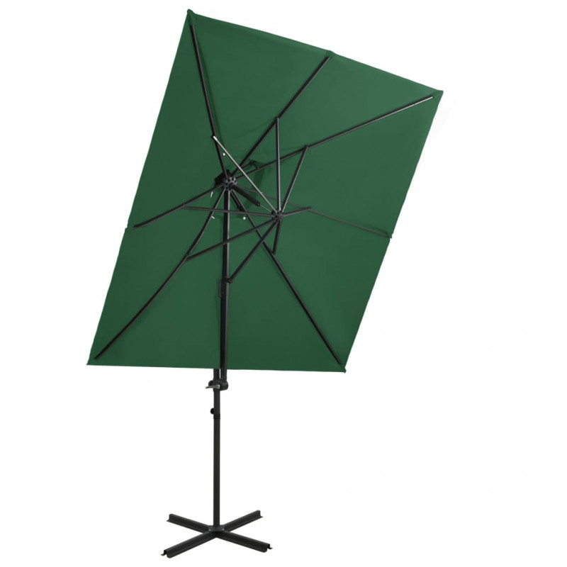 Parasol wiszący z podwójną czaszą, 250x250 cm, zielony