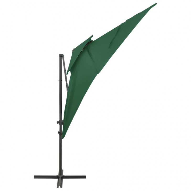 Parasol wiszący z podwójną czaszą, 250x250 cm, zielony