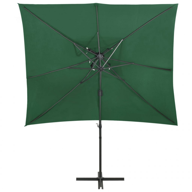 Parasol wiszący z podwójną czaszą, 250x250 cm, zielony