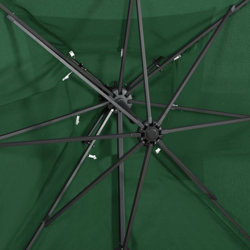 Parasol wiszący z podwójną czaszą, 250x250 cm, zielony