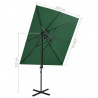 Parasol wiszący z podwójną czaszą, 250x250 cm, zielony