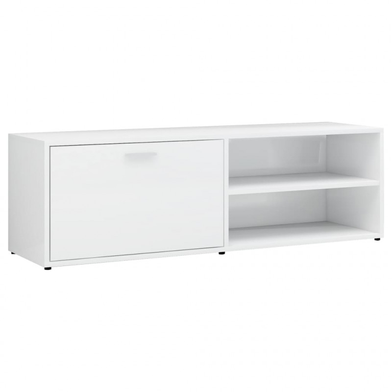 Szafka pod TV, wysoki połysk, biała, 120x34x37cm