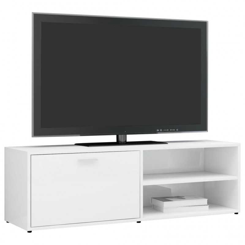 Szafka pod TV, wysoki połysk, biała, 120x34x37cm