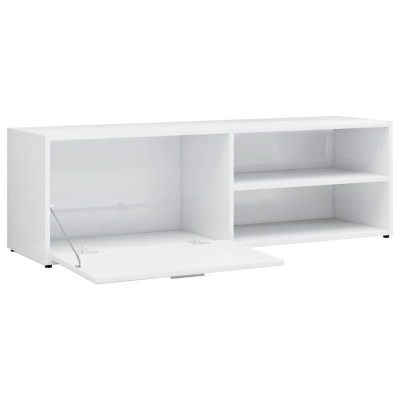Szafka pod TV, wysoki połysk, biała, 120x34x37cm