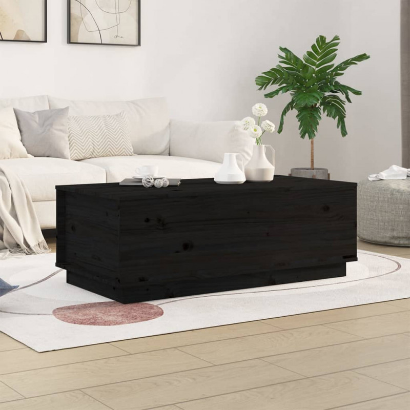 Stolik kawowy, czarny, 100x50x35 cm, lite drewno sosnowe