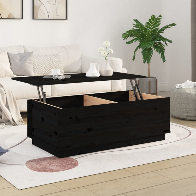 Stolik kawowy, czarny, 100x50x35 cm, lite drewno sosnowe