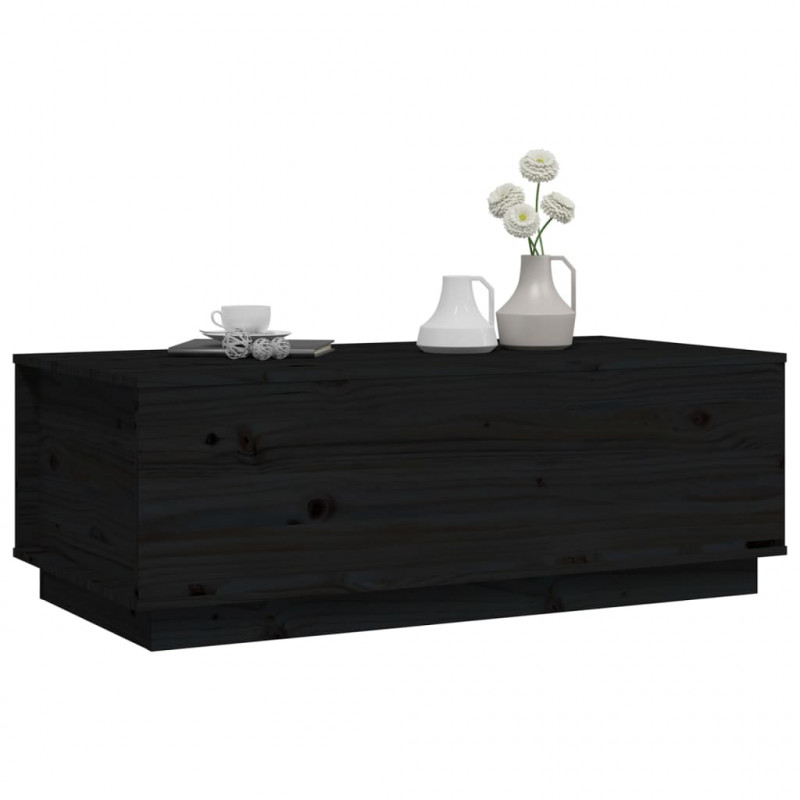 Stolik kawowy, czarny, 100x50x35 cm, lite drewno sosnowe