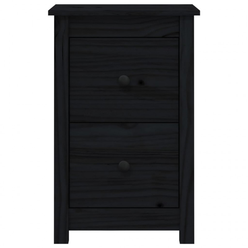 Szafki nocne, 2 szt., czarny, 40x35x61,5cm, lite drewno sosnowe