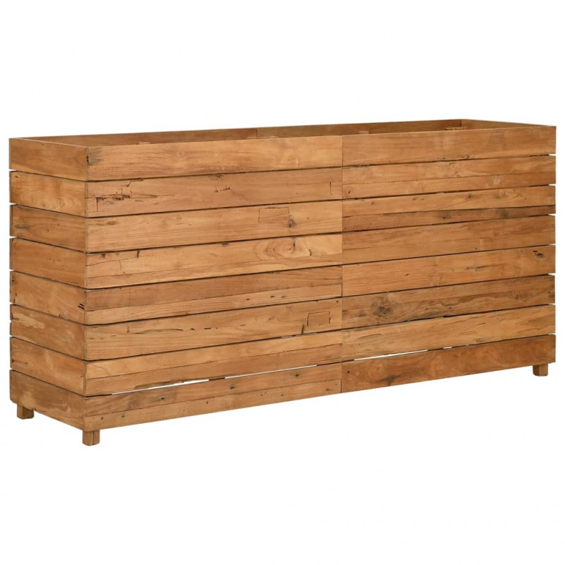 Podwyższona donica 150x40x72 cm drewno tekowe z recyklingu/stal