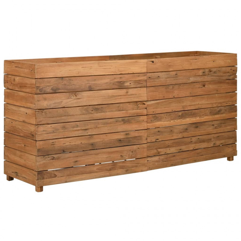 Podwyższona donica 150x40x72 cm drewno tekowe z recyklingu/stal