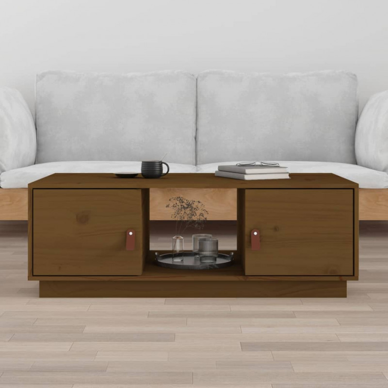 Stolik kawowy, miodowy brąz, 100x50x35 cm, lite drewno sosnowe
