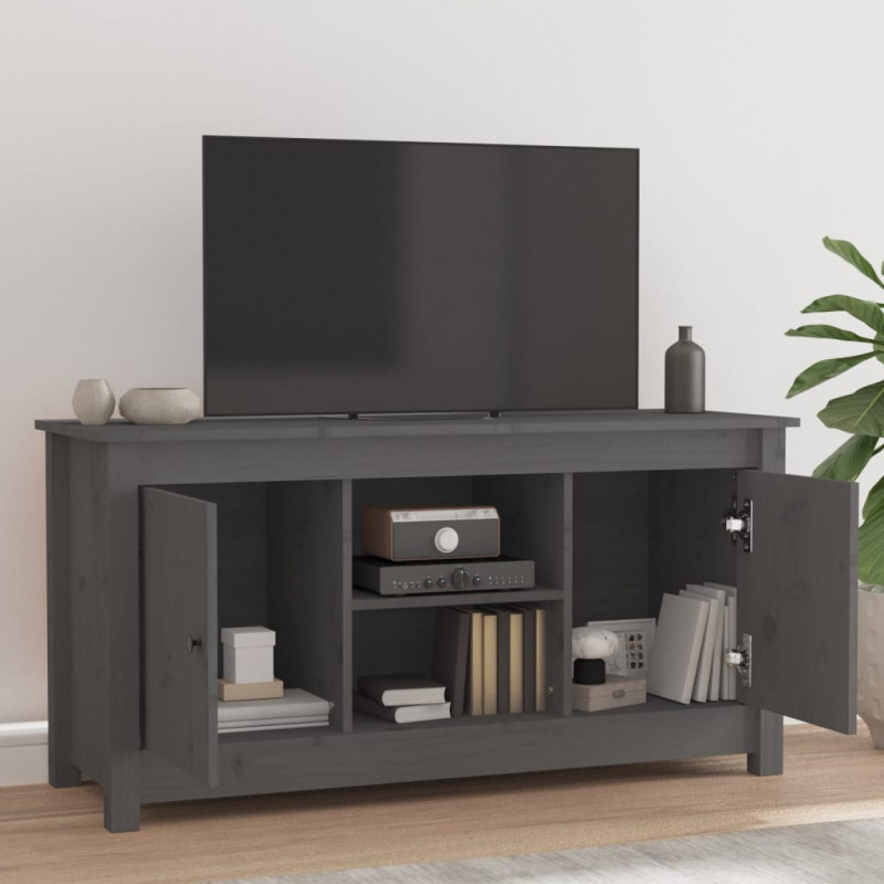 Szafka pod telewizor, szara, 103x36,5x52 cm, drewno sosnowe
